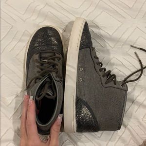 AIR JORDAN HIGH TOPS WITH METALLIC TRIM